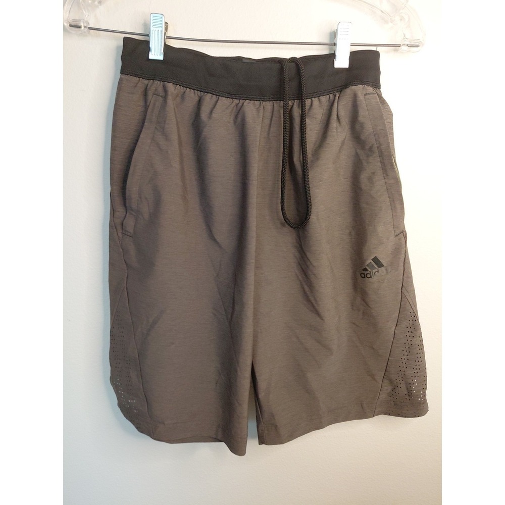 Adidas Men's Athletic Shorts Sz S Green Black Elastic Waist Drawstring 2-Pocket